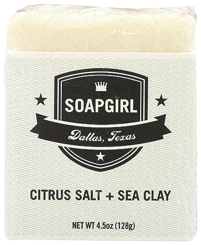 SOAPGIRL Citrus Salt Sea Clay Soap - Invigorating Cleanse, Natural Ingredients - 4.5oz