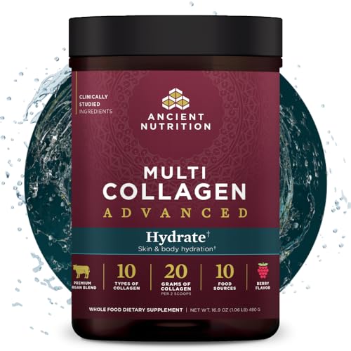 Ancient Nutrition Collagen Protein Powder - Ultimate Hydration, Mixed Berry Flavor - 30 Servings