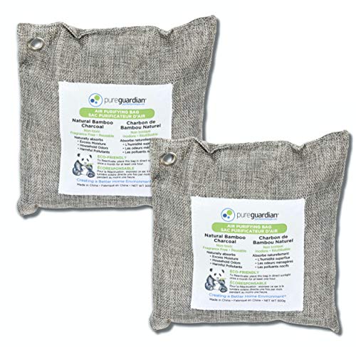 PureGuardian Bamboo Charcoal Air Purifying Bag - Odor & Moisture Absorber, Reusable - 500g, 2-Pack