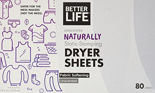 Better Life Fabric Softener Dryer Sheets - Softens Fabric, Non-Toxic, Biodegradable - 80 Count