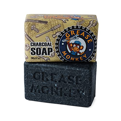 Bali Soap Grease Monkey Hand Soap - Exfoliating Charcoal, Moisturizing, Vegan - 7oz Bar