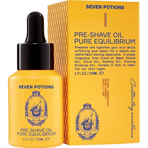 Seven Potions Pre-Shave Oil - Reduces Irritation, Nourishes Skin, Vegan - 1 Fl Oz