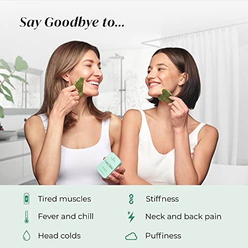 PLANTIFIQUE Gua Sha Facial Tool - Tension Relief & Circulation Boost, Genuine Jade - Portable Set