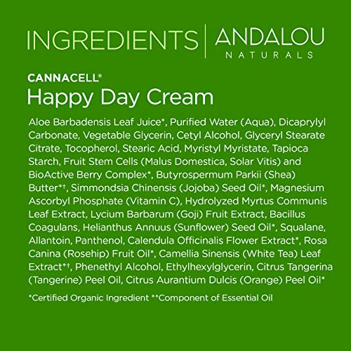 Andalou Naturals Happy Day Cream - Nourishing Hemp Stem Cell Formula for Glowing Skin - 1.7 fl oz