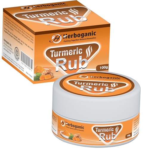 HERBOGANIC Turmeric Muscle Rub - Natural Relief for Joints & Muscles, Easy Application - 3.5 oz