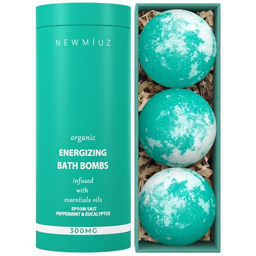 New Miuz Eucalyptus Peppermint Bath Bomb - Energizing Relief for Sore Muscles - 3pcs, 100mg Each