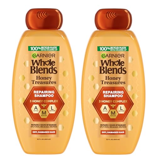 Garnier Whole Blends Honey Treasures Shampoo - Repairs Dry, Damaged Hair, Paraben-Free - 22 Fl Oz