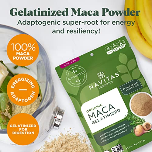 Navitas Organics Maca Gelatinized Powder - Energy & Vitality Support, Organic & Non-GMO - 16oz