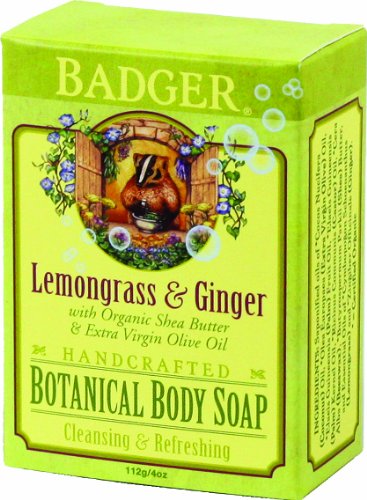 Badger Botanical Body Soap - Energizing Lemongrass & Ginger, Natural Ingredients - 4oz