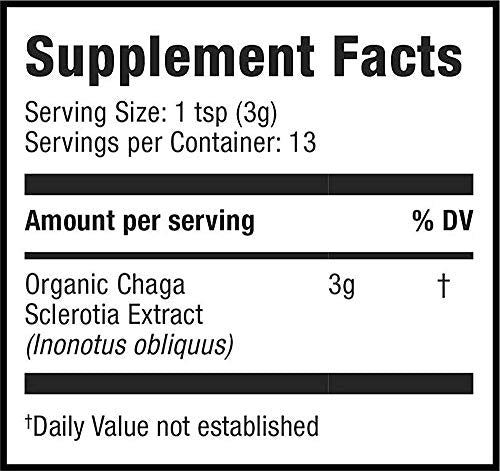 Moon Juice Chaga Mushroom Supplement - Supports Energy & Immune Health, Vegan - 1.3oz