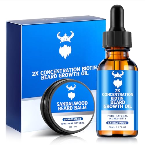 MistySprite Beard Growth Oil & Balm - Promotes Thickness, Natural Oils & Biotin - 2X Concentration