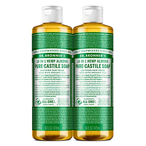 Dr. Bronner's Pure-Castile Liquid Soap - Organic, Vegan, Multi-Use, 16oz, 2-Pack