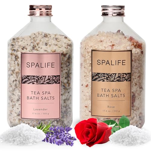 SpaLife Bath Salt - Lavender & Rose for Relaxing Aromatherapy, 2-Pack 17.6 oz. each