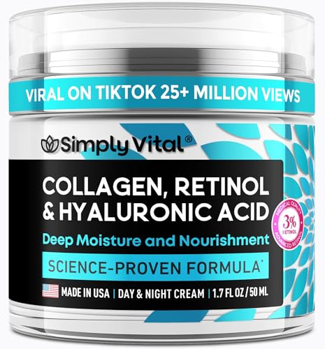 SimplyVital Face Moisturizer - Anti-Aging, Collagen Boost, Hydrating - 1.7oz Made in USA