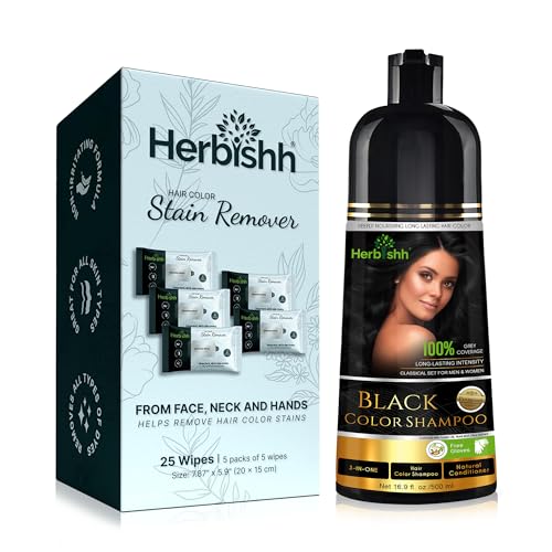 Herbishh Hair Care Bundle - Vibrant Gray Coverage, Gentle Stain Remover Wipes - 500 ML