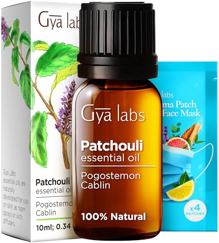 Gya Labs Patchouli Essential Oil - Soothing Aroma, Skin & Hair Benefits - 0.34 Fl Oz