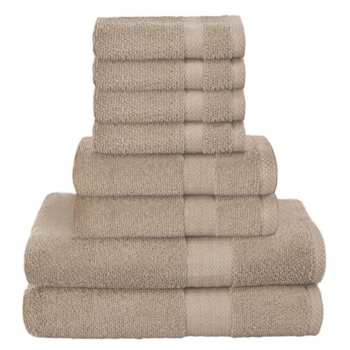 GLAMBURG Ultra Soft Towel Set - 100% Pure Cotton, Quick-Drying, 8-Piece - Olive Green