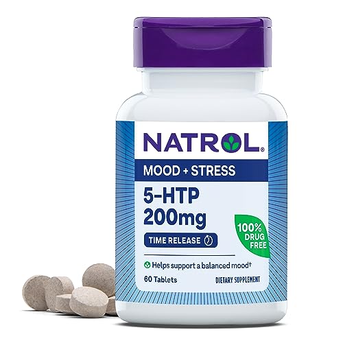 Natrol 5-HTP Mood & Stress Support Supplement - 200mg Time Release Tablets, 60 Count