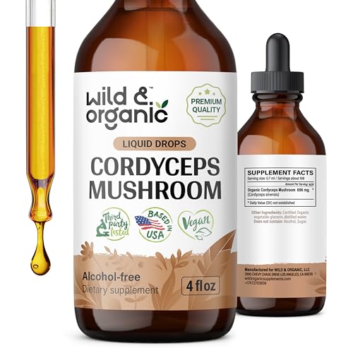 Wild & Organic Cordyceps Mushroom Extract - Immune & Energy Support, Alcohol-Free - 4 Fl Oz