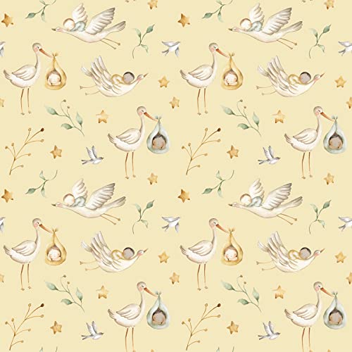 Waterleaf Paper Co. Dissolvable Gift Wrap - 100% Biodegradable, Stork Design - 16 sq-ft