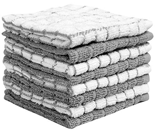 Bumble Premium Cotton Dish Cloths - Highly Absorbent, 100% Natural, 8 Pack with Tote Bag - 12" x 12"