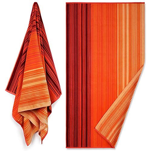 Luxury Reversible Beach Towel - Soft Velour & Absorbent Cotton, Oeko-Tex Certified - 34x64 inch