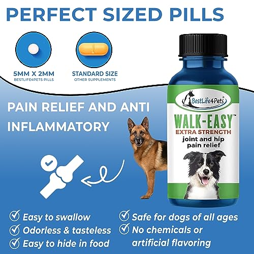 WALK-EASY Dog Joint Supplement - Natural Pain Relief, Safe for All Breeds - 180 Pills