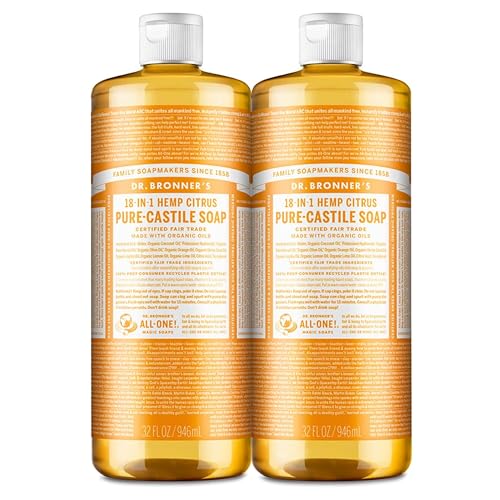 Dr. Bronner's Pure-Castile Liquid Soap - Organic Oils, 18 Uses, Biodegradable, Vegan - 32oz 2-Pack