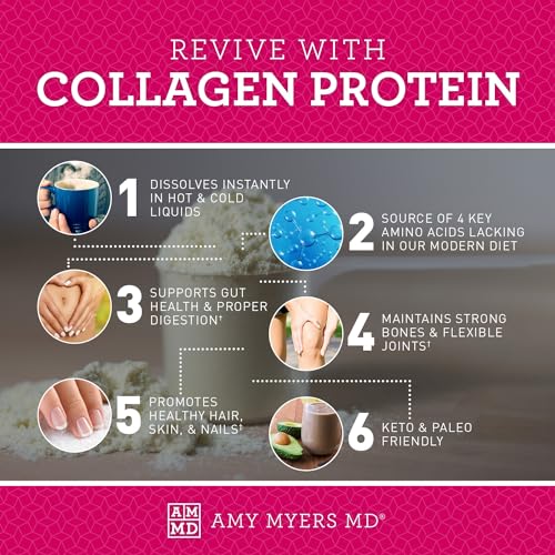 Amy Myers MD Collagen Protein Powder - Supports Hair, Skin, Nails & Joint Health - 38 Servings