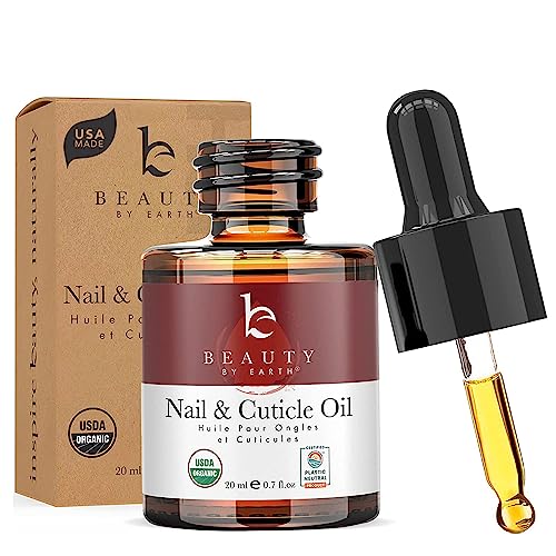 Organic Nail & Cuticle Oil - Nourishes & Strengthens, Jojoba & Vitamin E - 0.5oz USA Made