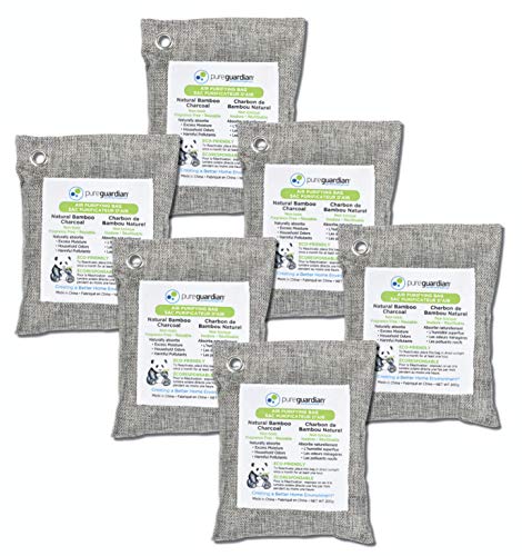 PureGuardian Bamboo Charcoal Air Purifying Bag - Absorbs Odors & Moisture, 200g, 6-Pack