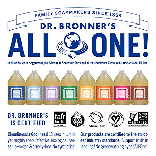 Dr. Bronner's Pure-Castile Liquid Soap - Organic Oils, 18-in-1 Versatility - Peppermint, 1 Gallon