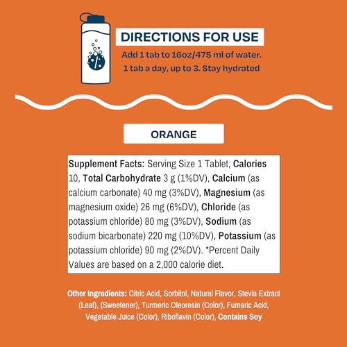 Drinklits Orange Electrolyte Tablets - Sugar-Free Hydration, Natural Flavors - 80 Servings