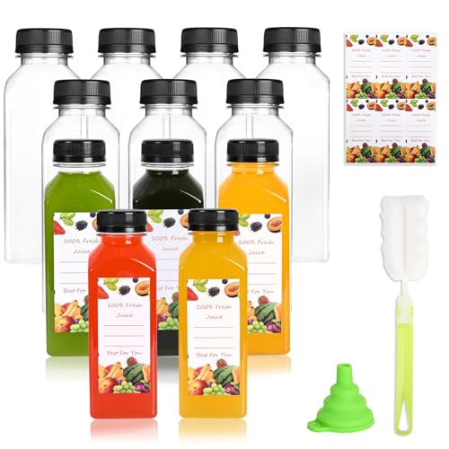 12 Pcs Reusable Juice Bottles with Tamper-Proof Lids - Airtight, BPA-Free, 12oz