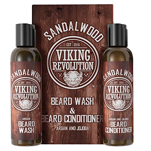 Viking Revolution Beard Wash & Conditioner Set - Softens, Hydrates, Natural Oils - 5oz