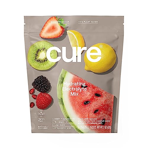 Cure Hydration Plant-Based Electrolyte Drink Mix - No Added Sugar, Non-GMO, Vegan - 8 Servings