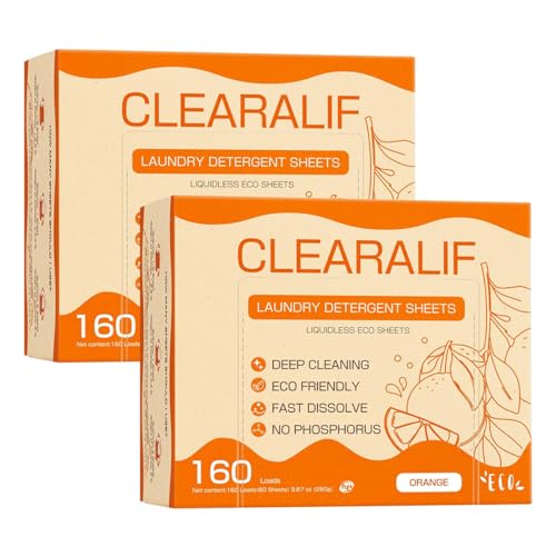 CLEARALIF Laundry Detergent Sheets - Powerful Stain Removal, Gentle on Skin - 80 Count