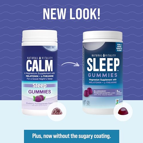 Natural Vitality Sleep Gummies - Relaxing Magnesium with Melatonin & L-Theanine, 120 Count