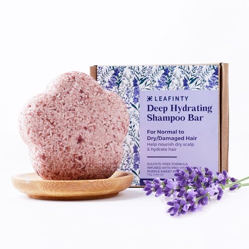 Leafinty Shampoo Bar - Deep Hydration & Hair Growth, Lavender Scent, 75 Washes, No Plastic