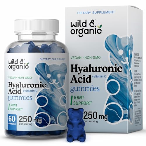 Wild & Organic Hyaluronic Acid Gummies - Joint, Skin & Nail Support, Vegan, 60 Chews