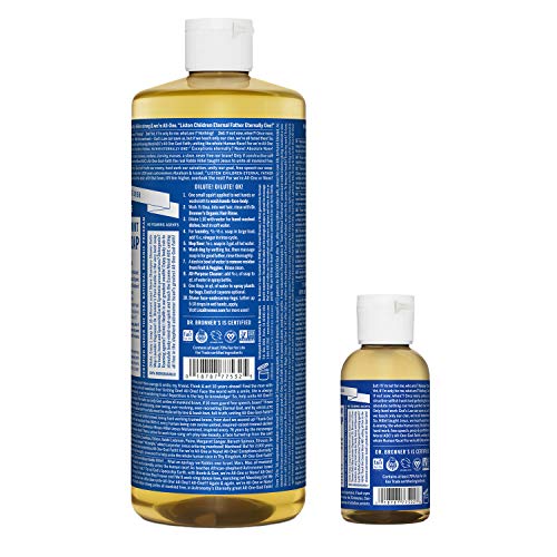 Dr. Bronner's Pure-Castile Liquid Soap - Organic Oils, 18-in-1 Uses, Vegan, 32oz