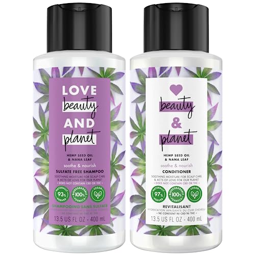 Love Beauty and Planet Shampoo & Conditioner Set - Nourishing Hemp Seed Oil for Dry Hair - 13.5oz