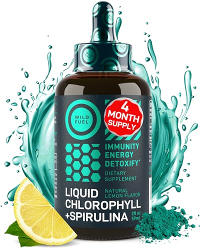 Wild Fuel Chlorophyll Drops with Spirulina - Boost Energy & Immunity, Lemon Flavor - 2oz