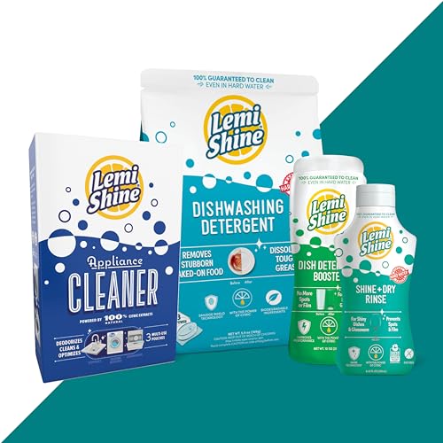 Lemi Shine Dish Cleaning Starter Set - Powerful Citric Acid, Biodegradable, 4-Pc Bundle