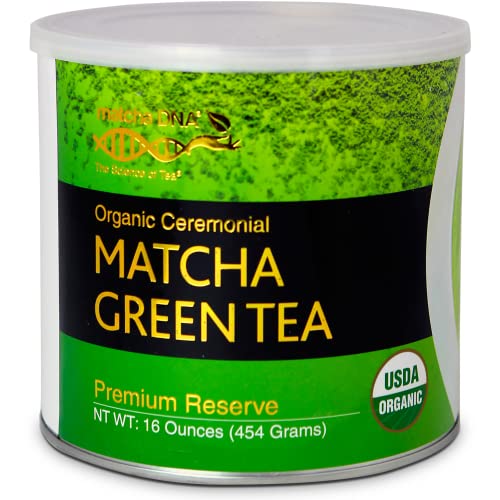 MATCHA DNA Ceremonial Grade Matcha Green Tea - Antioxidant-Rich, USDA Organic - 16 oz Tin