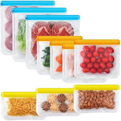 Reusable Silicone Food Storage Bags - Leakproof, BPA-Free, Freezer Safe - 10 Pack Set