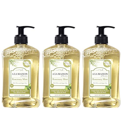 A LA MAISON French Liquid Hand Soap - Natural Rosemary Mint, Plant-Based, Vegan - 16.9oz, 3 Pack