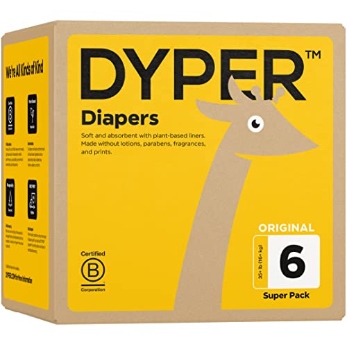 DYPER Bamboo Baby Diapers - Hypoallergenic, Soft & Absorbent, Size 6, 42 Count