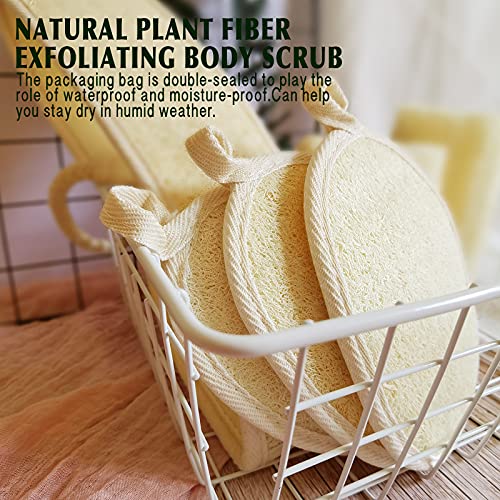 YIQINGJIE Natural Loofah Sponge - Exfoliating Body Scrubber, Promotes Skin Health - 3 Pack