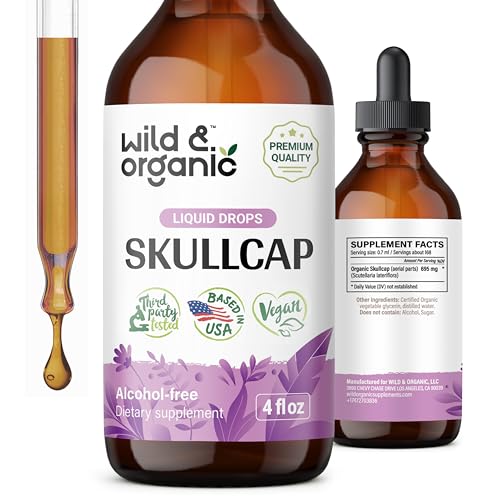 Wild & Organic Skullcap Herb Tincture - Mood Support, Alcohol-Free, Vegan - 4 fl oz